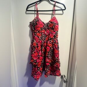 NWT! Vibrant Pink and Black Midi Dress